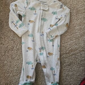 Carter's Dino Print Footie Pajamas - Gray, Green, Brown